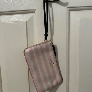Kate Spade Pink and White Candy Stripe Clutch